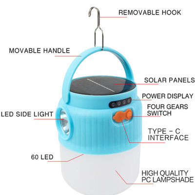 اكتب C Super Fast Charge 20w Camping Light Solar Rechargeable 4 Gears